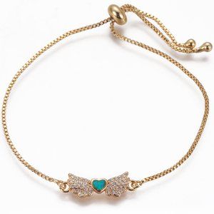 NWOT   beautiful rhinestone & opal Gold slide bolo adjustable Bracelet 2/$10